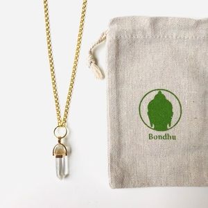 Crystal quartz pendant long necklace for layering